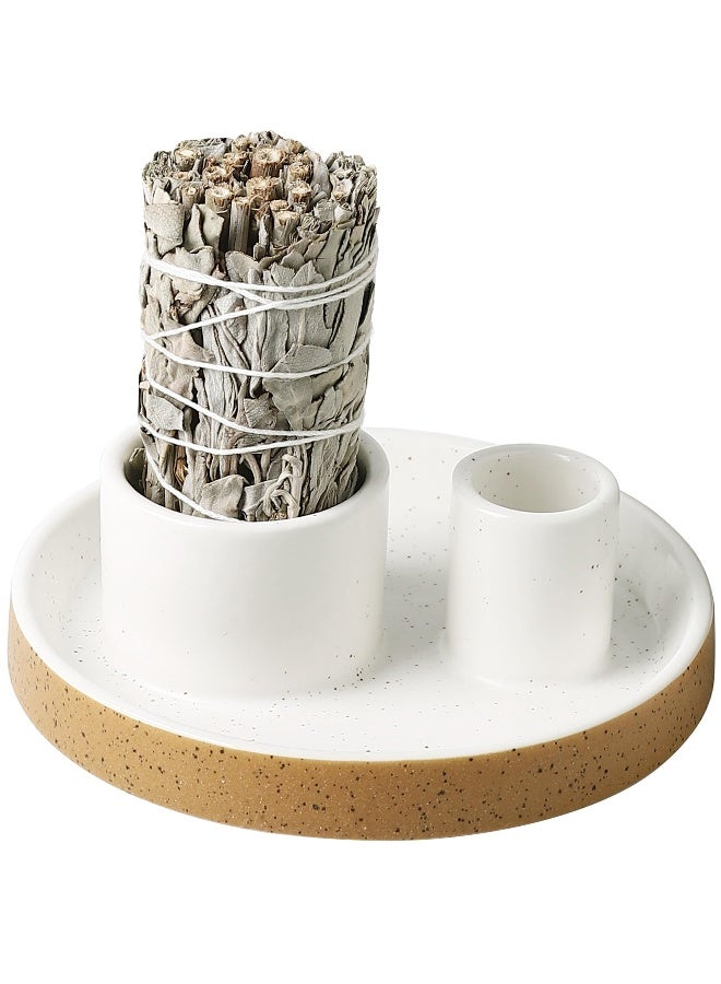 HOCUROAY Ceramic Smudge Tray, 2 in 1 Smudging Bowl, Sage Holder, Palo Santo Holder, Incense Holder for Sage and palo Santo, Ideal for Smudging Meditation Yoga Room, Simple, Sturdy, Terracotta - Image 5